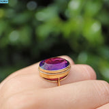 VINTAGE AMETHYST 9CT GOLD SOLITAIRE DRESS RING
