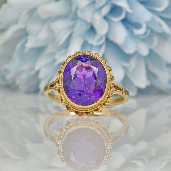 Ellibelle Jewellery VINTAGE AMETHYST 9CT GOLD SOLITAIRE RING