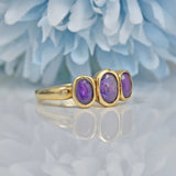 Ellibelle Jewellery VINTAGE AMETHYST 9CT GOLD THREE-STONE RING