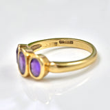 Ellibelle Jewellery VINTAGE AMETHYST 9CT GOLD THREE-STONE RING