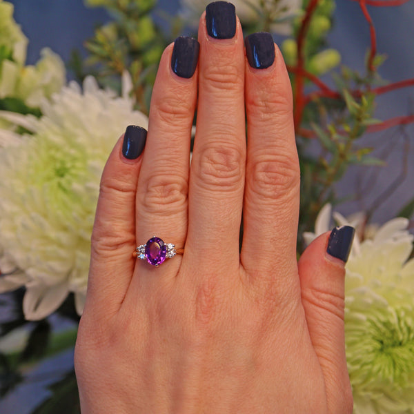Ellibelle Jewellery VINTAGE AMETHYST AND DIAMOND RING