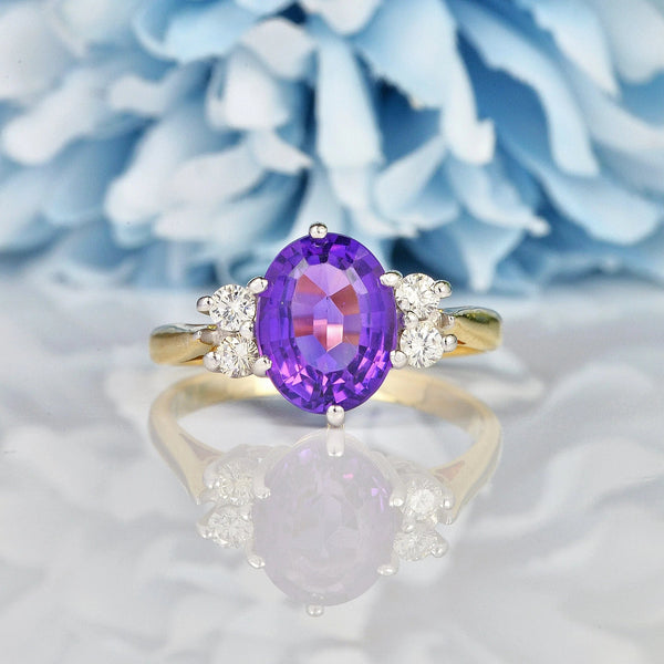 Ellibelle Jewellery VINTAGE AMETHYST AND DIAMOND RING