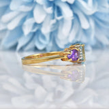 Ellibelle Jewellery VINTAGE AMETHYST & BLUE TOPAZ GOLD TRILOGY RING