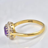 Ellibelle Jewellery VINTAGE AMETHYST & DIAMOND 18CT GOLD HALO RING