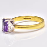 Ellibelle Jewellery Vintage Amethyst & Diamond 18ct Yellow Gold Ring