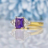 Ellibelle Jewellery Vintage Amethyst & Diamond 18ct Yellow Gold Ring