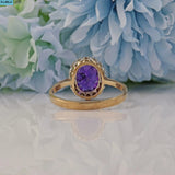 Ellibelle Jewellery VINTAGE AMETHYST & DIAMOND 9CT GOLD HALO RING
