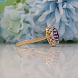 Ellibelle Jewellery VINTAGE AMETHYST & DIAMOND 9CT GOLD HALO RING