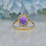 Vintage Amethyst & Diamond 9ct Gold Halo Ring