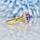Ellibelle Jewellery Vintage Amethyst & Diamond Gold Triple Cluster Ring