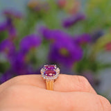 Ellibelle Jewellery Vintage Amethyst & Diamond Gold Triple Cluster Ring