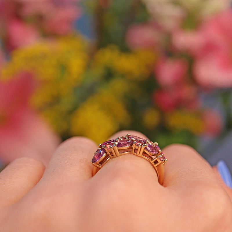 Ellibelle Jewellery Vintage Amethyst & Ruby 9ct Gold Cluster Ring
