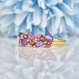 Ellibelle Jewellery Vintage Amethyst & Ruby 9ct Gold Cluster Ring