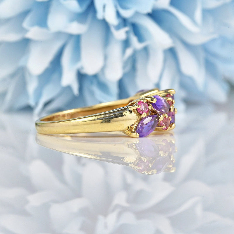 Ellibelle Jewellery Vintage Amethyst & Ruby 9ct Gold Cluster Ring