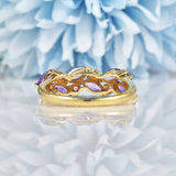 Ellibelle Jewellery Vintage Amethyst & Ruby 9ct Gold Cluster Ring