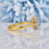Ellibelle Jewellery Vintage Aquamarine & Diamond 18ct Gold Cluster Ring
