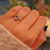 Ellibelle Jewellery Vintage Aquamarine & Diamond 18ct Gold Cluster Ring