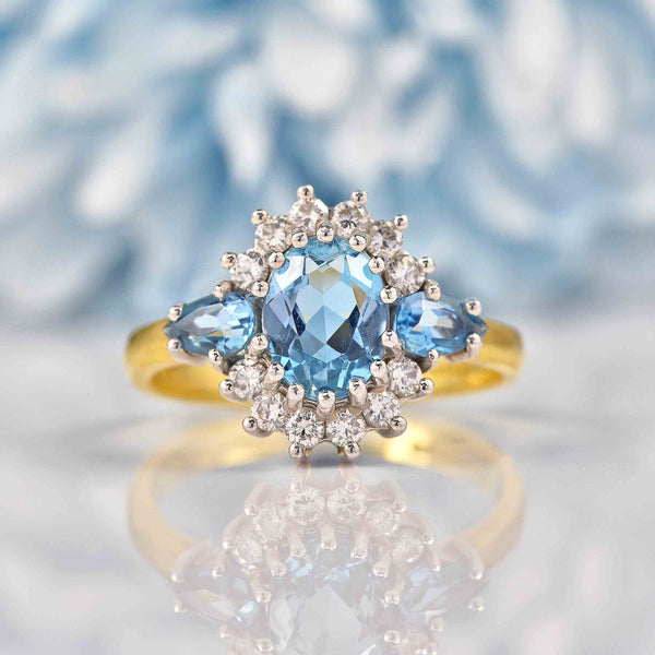 Ellibelle Jewellery Vintage Aquamarine Diamond Cluster Ring by Cropp & Farr