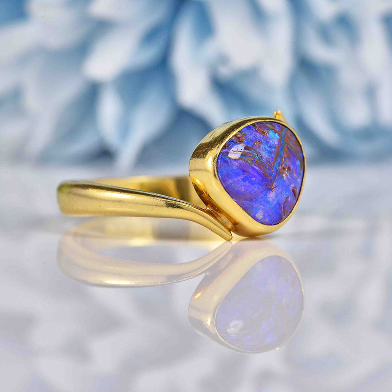 Ellibelle Jewellery Vintage Australian Black Opal 18ct Gold Ring