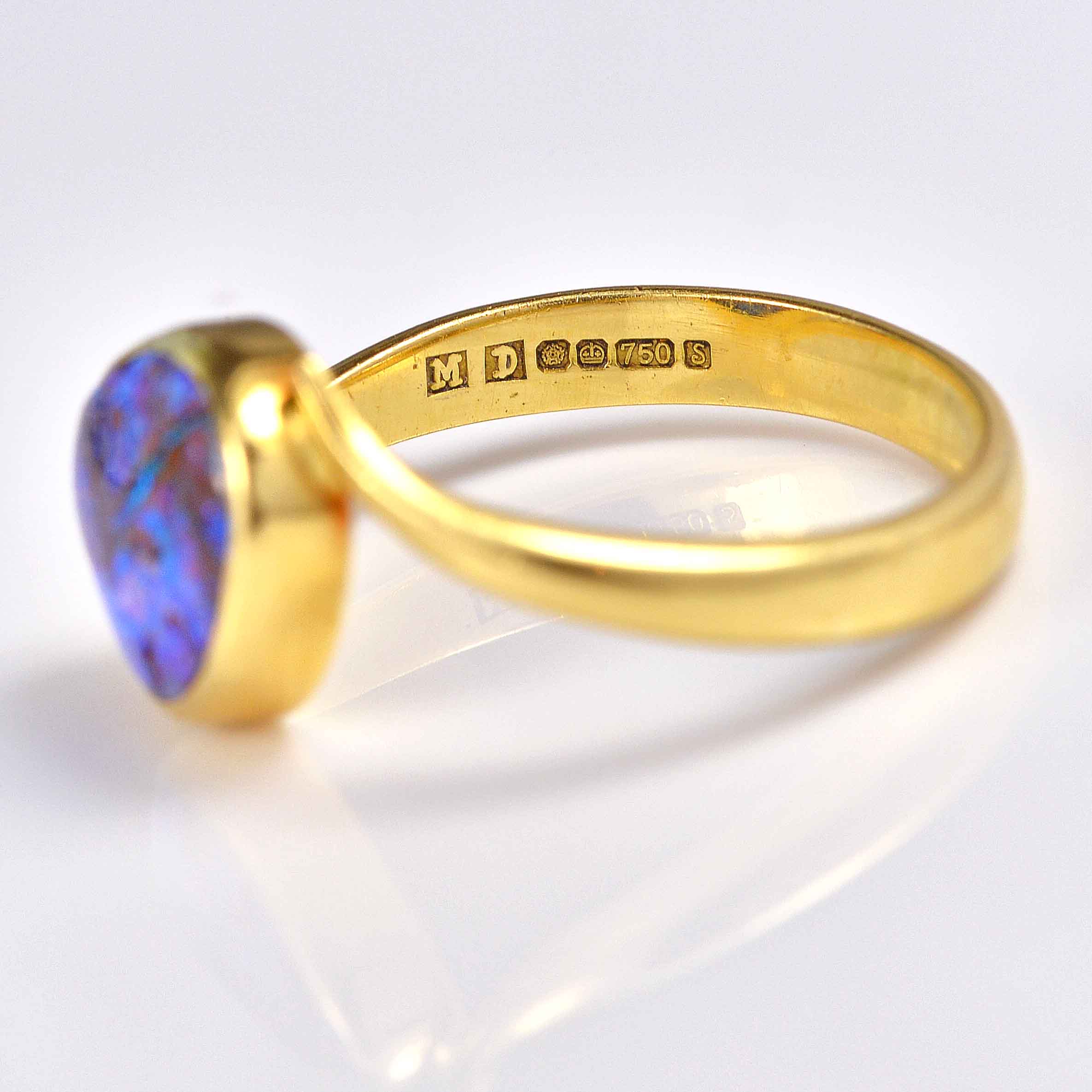 Ellibelle Jewellery Vintage Australian Black Opal 18ct Gold Ring