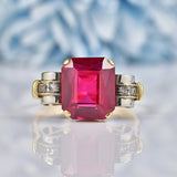 Ellibelle Jewellery Vintage Austrian Synthetic Ruby & Diamond Dress Ring