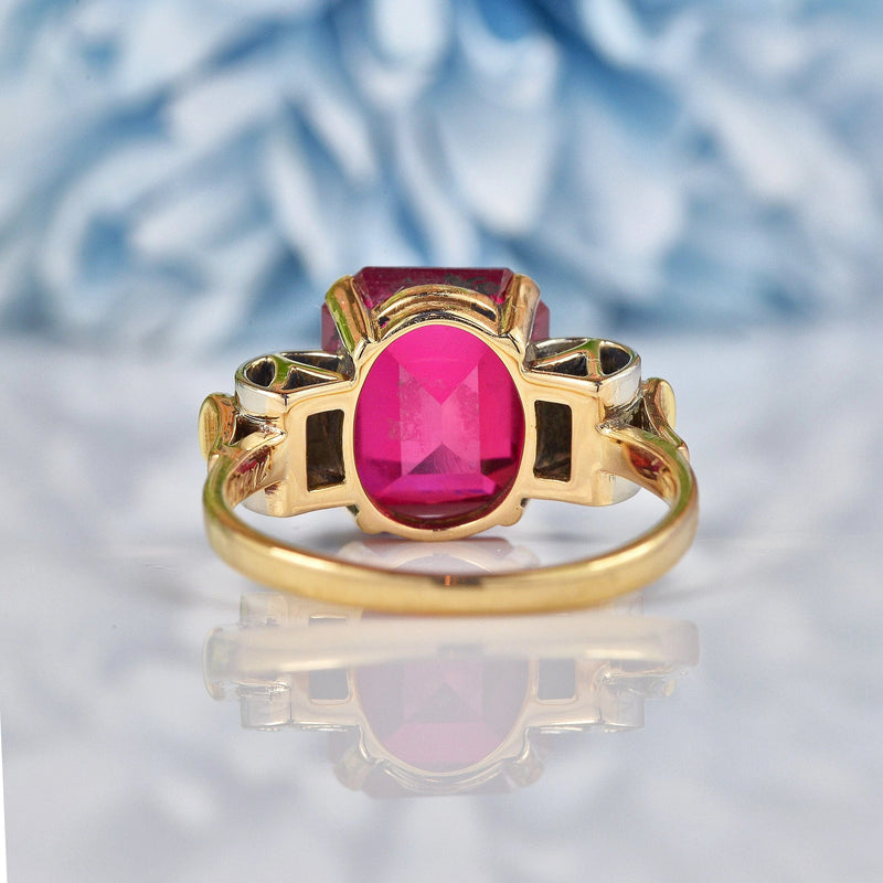 Ellibelle Jewellery Vintage Austrian Synthetic Ruby & Diamond Dress Ring