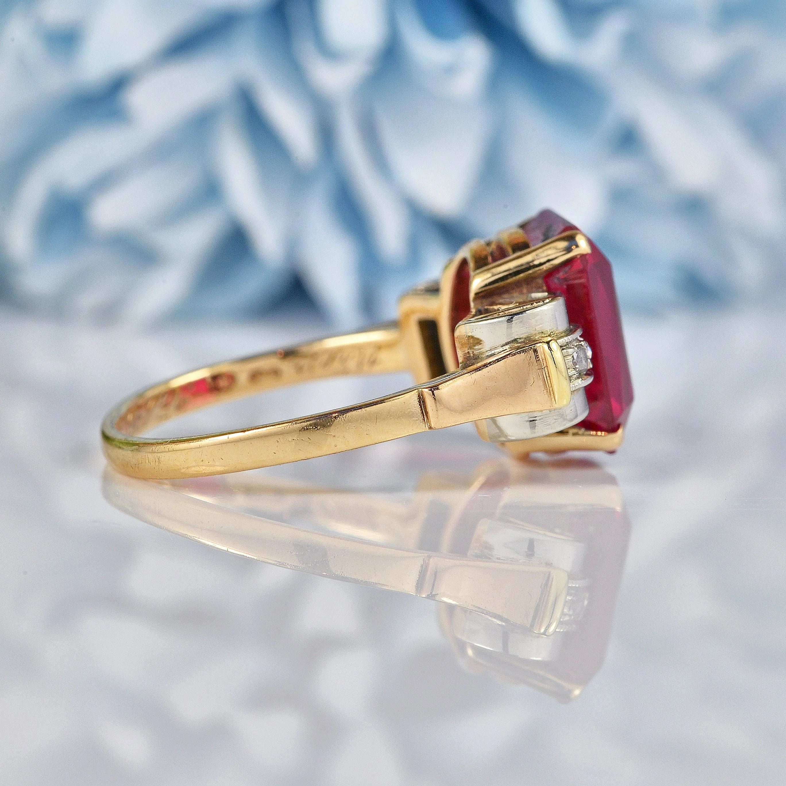 Ellibelle Jewellery Vintage Austrian Synthetic Ruby & Diamond Dress Ring