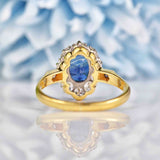 Ellibelle Jewellery Vintage Blue Sapphire & Diamond 18ct Gold Oval Cluster Ring