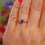 Ellibelle Jewellery Vintage Blue Sapphire & Diamond 18ct Gold Ring