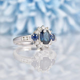 Ellibelle Jewellery Vintage Blue Sapphire & Diamond White Gold Ring