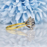 Ellibelle Jewellery Vintage Blue Sapphire & Diamond Yellow Gold Triple Cluster Ring