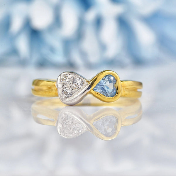 Ellibelle Jewellery Vintage Blue Topaz 18ct Gold Bow Ring