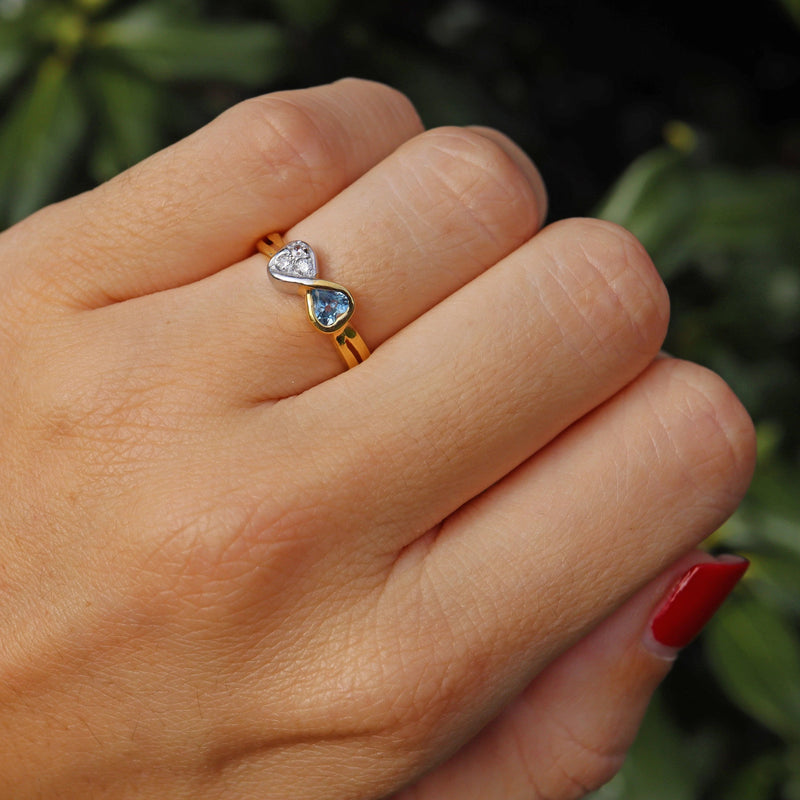 Ellibelle Jewellery Vintage Blue Topaz 18ct Gold Bow Ring