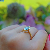 Ellibelle Jewellery VINTAGE BLUE TOPAZ 18CT GOLD SOLITAIRE RING