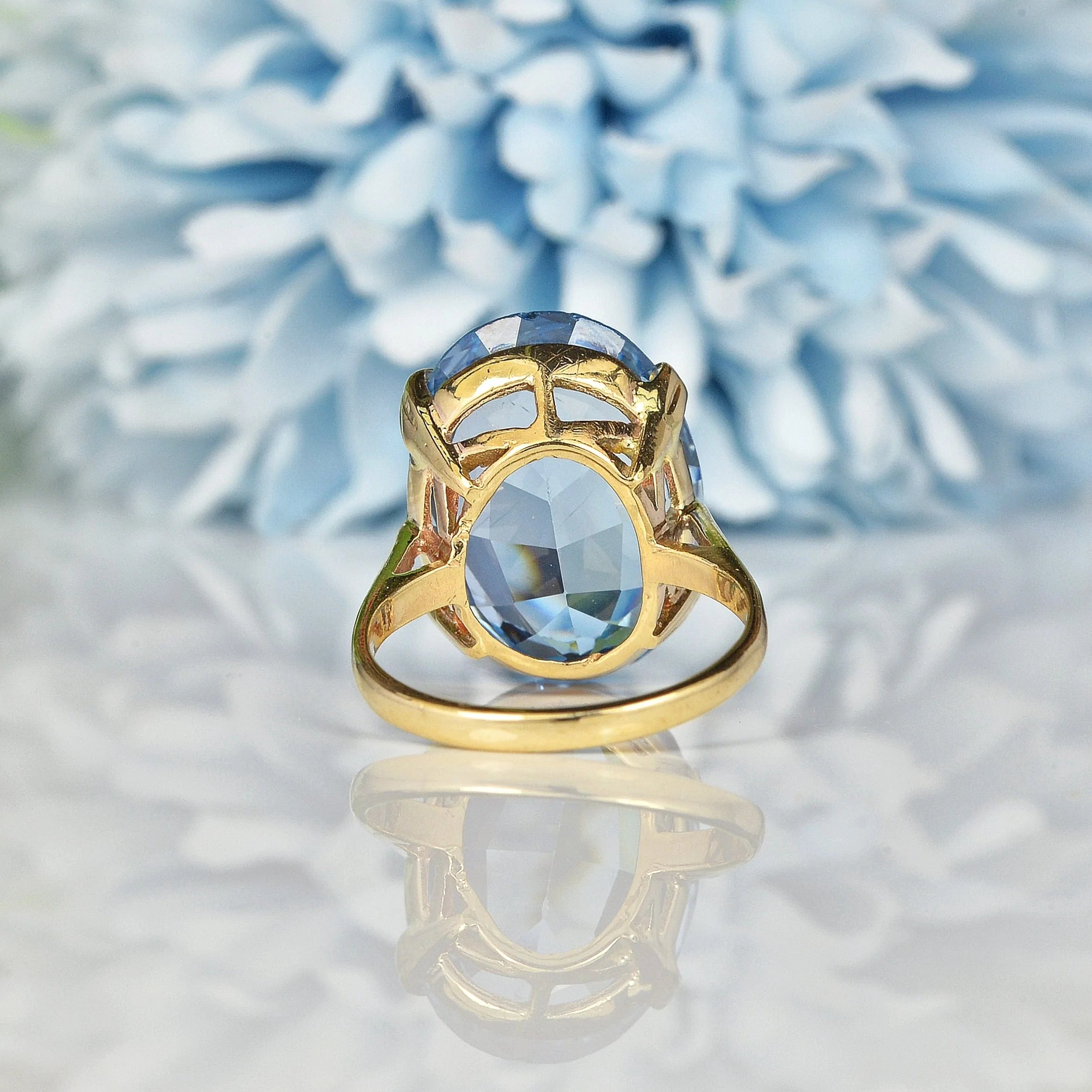 Ellibelle Jewellery VINTAGE BLUE TOPAZ 9CT GOLD COCKTAIL RING
