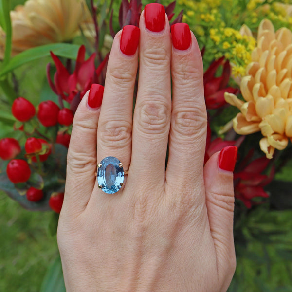 Ellibelle Jewellery VINTAGE BLUE TOPAZ 9CT GOLD COCKTAIL RING