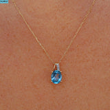Ellibelle Jewellery VINTAGE BLUE TOPAZ & DIAMOND 9CT GOLD PENDANT NECKLACE