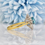 Ellibelle Jewellery Vintage Blue Zircon & Diamond Gold Cocktail Ring