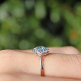 Ellibelle Jewellery Vintage Blue Zircon & Diamond White Gold Daisy Ring