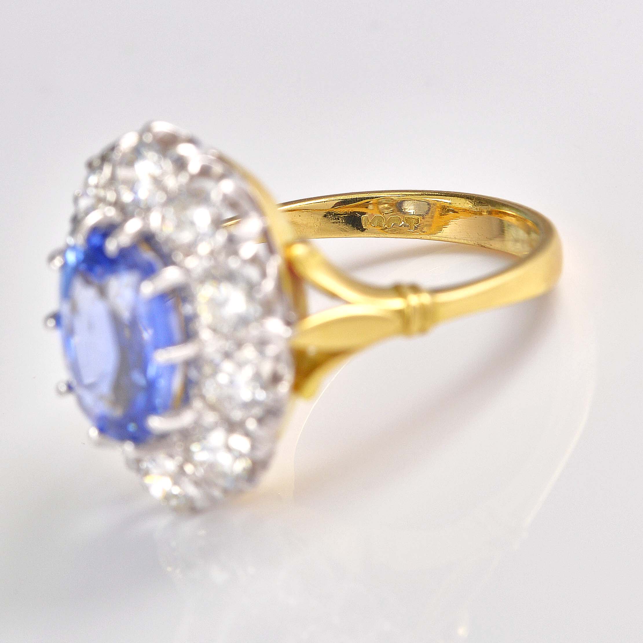 Ellibelle Jewellery Vintage Ceylon Sapphire & Diamond 18ct Gold Cluster Ring