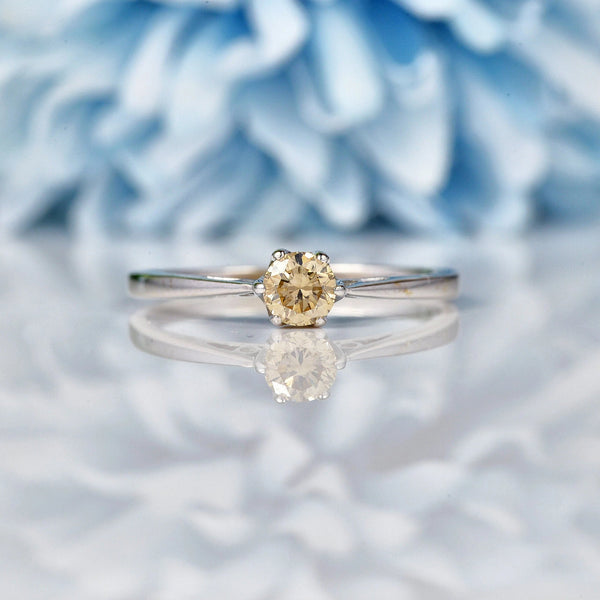 Ellibelle Jewellery Vintage Champagne Brown Diamond Solitaire Ring