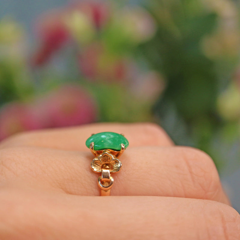 Ellibelle Jewellery Vintage Chinese Jade 14k Gold Ring