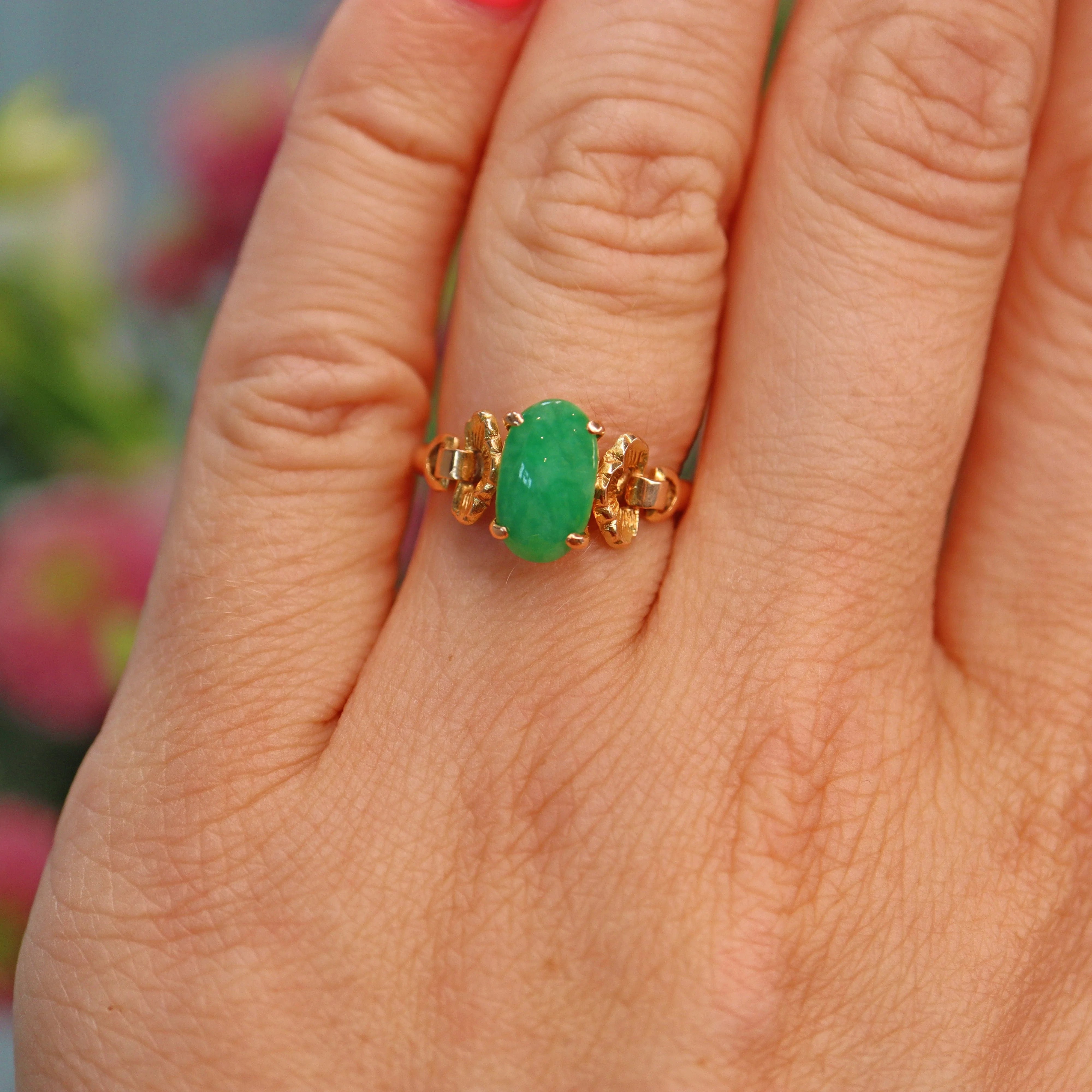 Ellibelle Jewellery Vintage Chinese Jade 14k Gold Ring