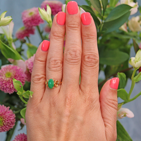 Ellibelle Jewellery Vintage Chinese Jade 14k Gold Ring