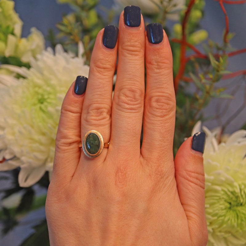 Ellibelle Jewellery Vintage Chinese Jade Yellow Gold Ring