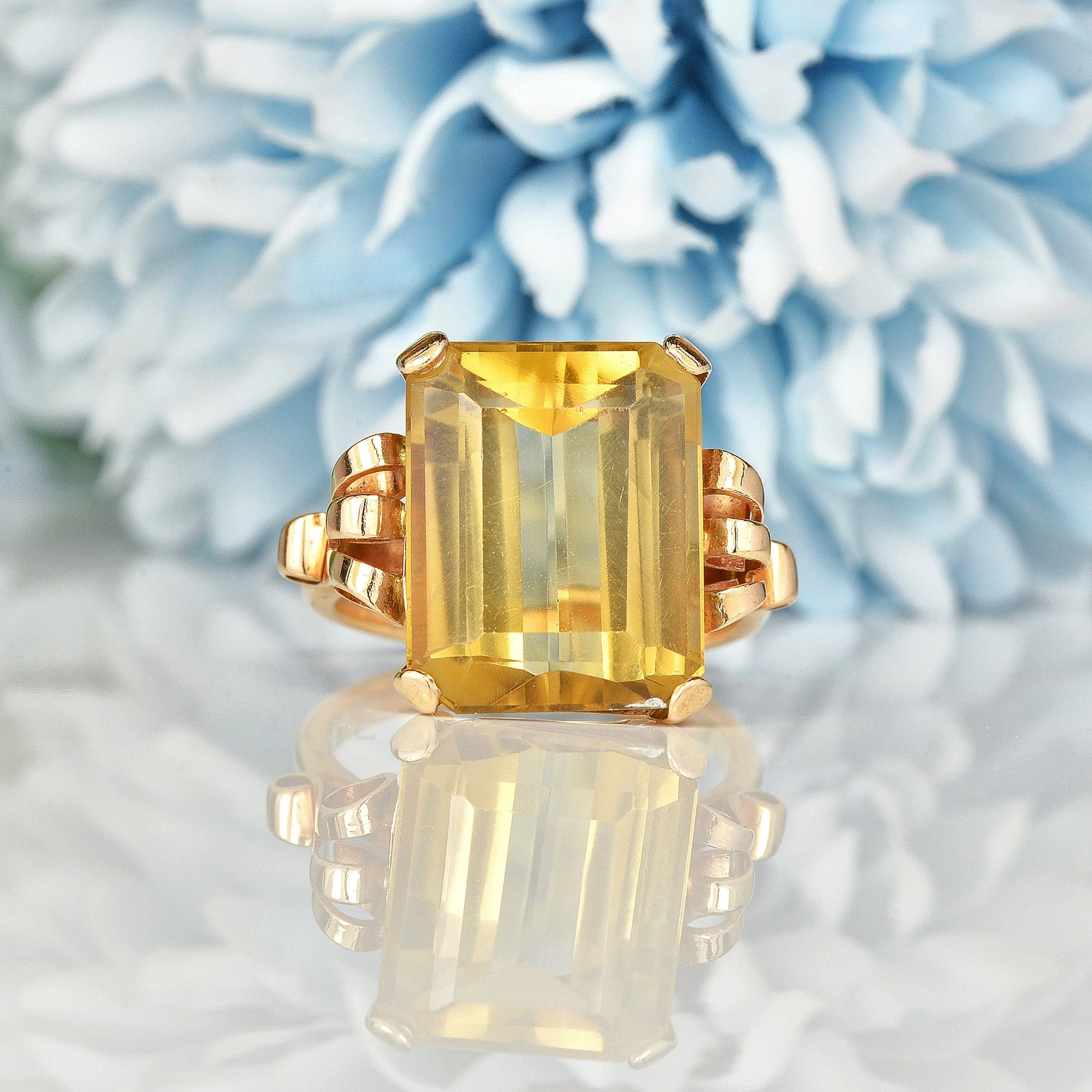 Ellibelle Jewellery VINTAGE CITRINE 9CT GOLD COCKTAIL RING