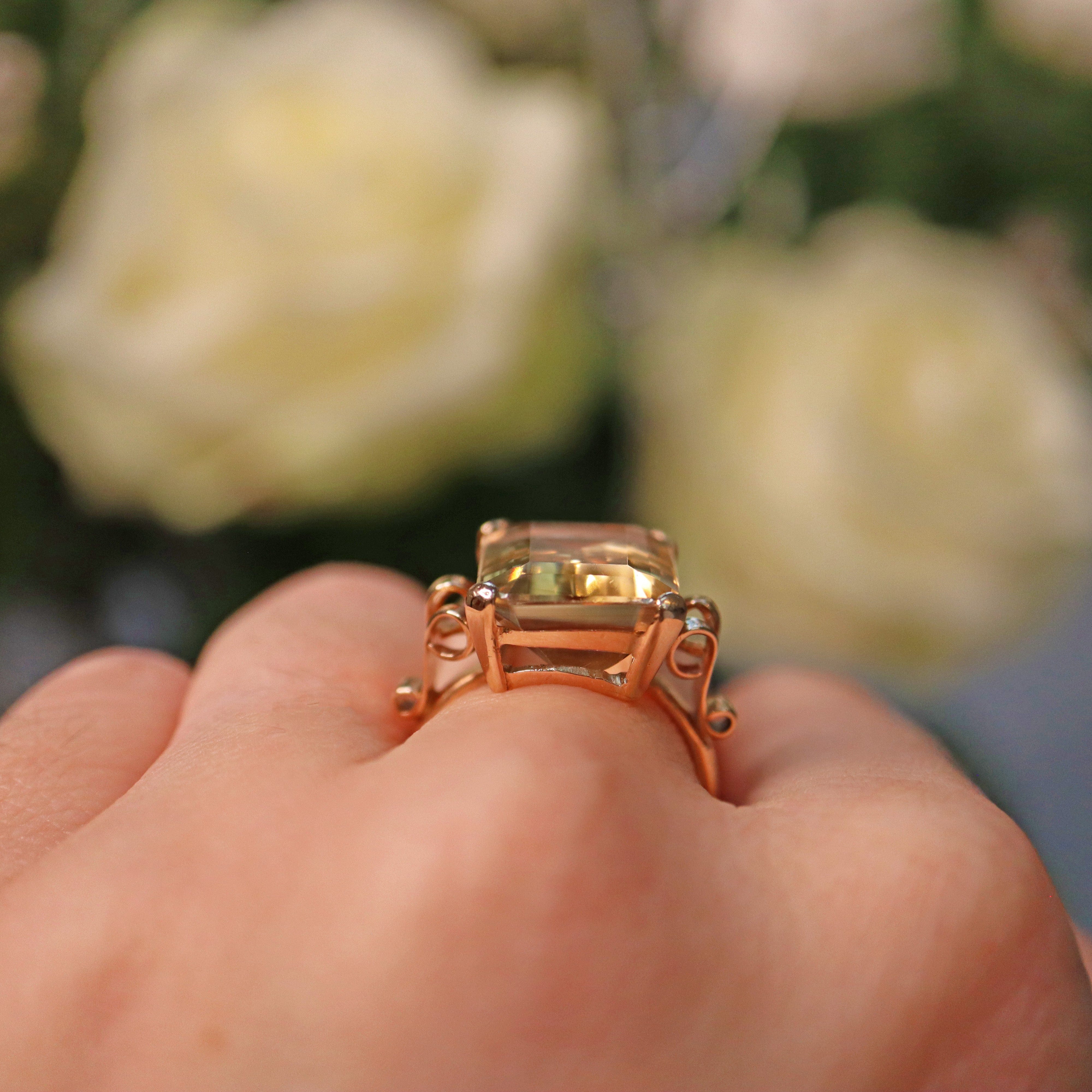 Ellibelle Jewellery VINTAGE CITRINE 9CT GOLD COCKTAIL RING
