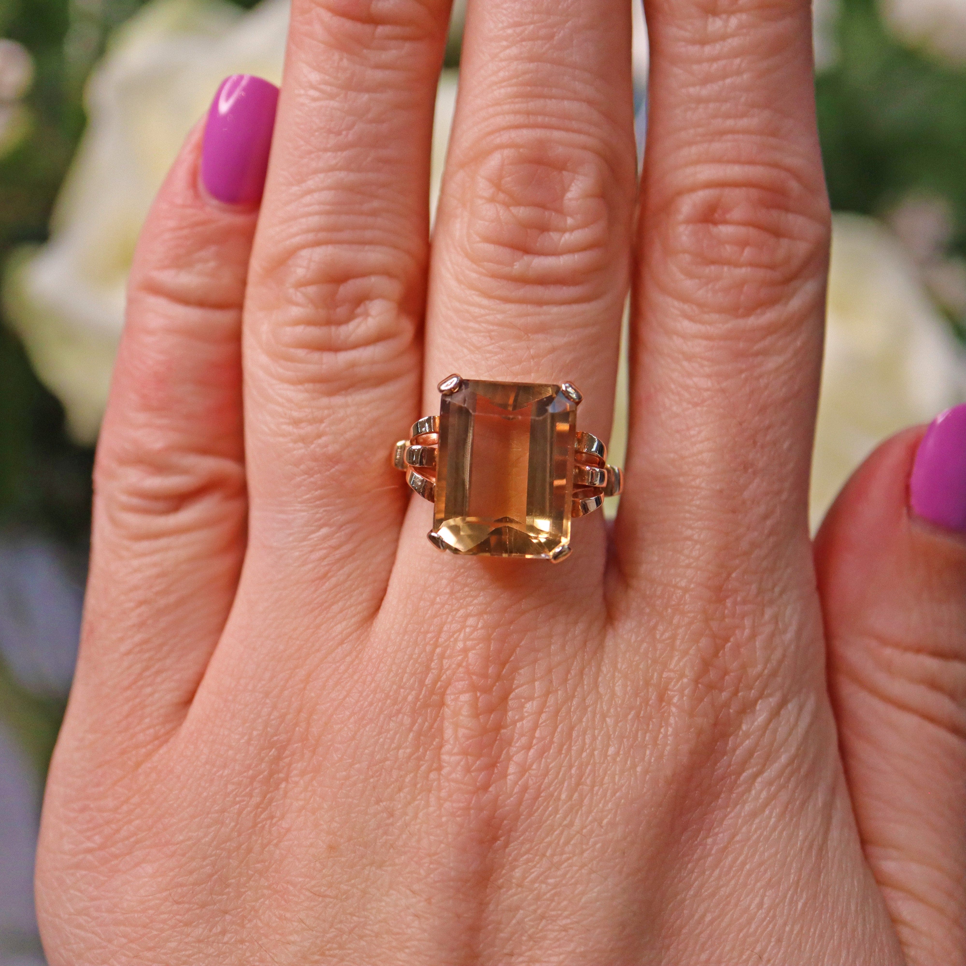 Ellibelle Jewellery VINTAGE CITRINE 9CT GOLD COCKTAIL RING