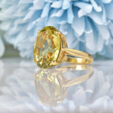VINTAGE CITRINE 9CT GOLD SOLITAIRE DRESS RING