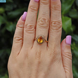 VINTAGE CITRINE 9CT GOLD SOLITAIRE RING